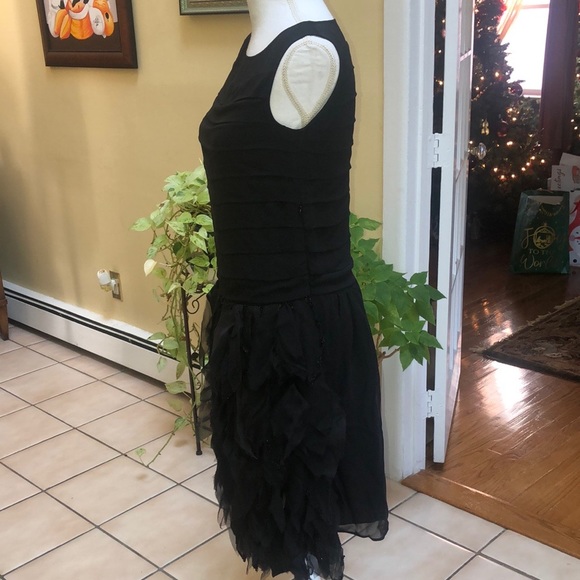 Moschino Women Black Sleeveless Chiffon Beaded With Ruffled Tiers Cocktail Dress - Picture 7 of 16